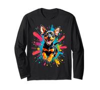 Amusant Miniature Pinscher Dog Splash Art Min Pin Lovers Manche Longue