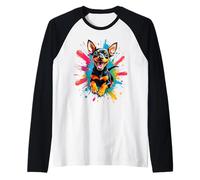 Amusant Miniature Pinscher Dog Splash Art Min Pin Lovers Manche Raglan