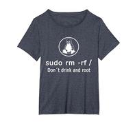 Amusant Ne Buvez Pas Et Racinez Linux Sudo RM RF Linux T-Shirt, Femme Grandes Tailles, Bleu Chiné, 3X