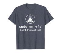 Amusant Ne Buvez Pas Et Racinez Linux Sudo RM RF Linux T-Shirt, Homme, Bleu Chiné, XXL