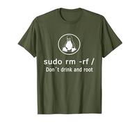 Amusant Ne Buvez Pas Et Racinez Linux Sudo RM RF Linux T-Shirt, Homme, Olive, XL