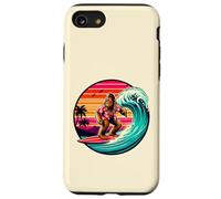 Amusant Surf Sasquatch Hawaïen Coucher de Soleil rétro Tropical Vibes Coque pour iPhone SE (2020) / 7/8