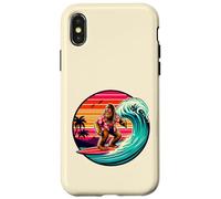 Amusant Surf Sasquatch Hawaïen Coucher de Soleil rétro Tropical Vibes Coque pour iPhone X/XS