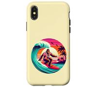 Amusant Surf Sasquatch Hawaïen Coucher de Soleil rétro Tropical Vibes Coque pour iPhone X/XS