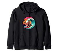 Amusant Surf Sasquatch Hawaïen Coucher de Soleil rétro Tropical Vibes Sweat à Capuche