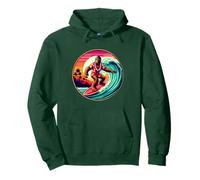 Amusant Surf Sasquatch Hawaïen Coucher de Soleil rétro Tropical Vibes Sweat à Capuche