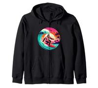 Amusant Surf Sasquatch Hawaïen Coucher de Soleil rétro Tropical Vibes Sweat à Capuche