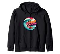 Amusant Surf Sasquatch Hawaïen Coucher de Soleil rétro Tropical Vibes Sweat à Capuche