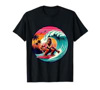 Amusant Surf Sasquatch Hawaïen Coucher de Soleil rétro Tropical Vibes T-Shirt