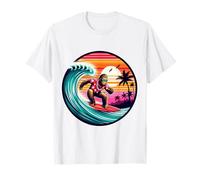 Amusant Surf Sasquatch Hawaïen Coucher de Soleil rétro Tropical Vibes T-Shirt