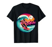 Amusant Surf Sasquatch Hawaïen Coucher de Soleil rétro Tropical Vibes T-Shirt