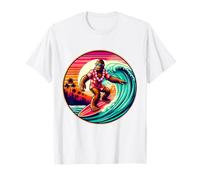 Amusant Surf Sasquatch Hawaïen Coucher de Soleil rétro Tropical Vibes T-Shirt
