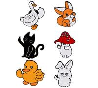 Amusantes Pin's,Guador Broches Émail,6 Pcs Broche Pin En Métal En Émail,Broches Insigne Pin,Personnalité La Mode Émail Broches,Animaux De Dessins Animés Epingle à Badge