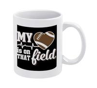 Amusants Tasses à café Mon cœur est sur ce terrain de football Tasse Aquarelle tasses en porcelaine pour Anniversaire décorer 330ml