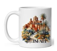 Amusants tasses en porcelaine Israël Tasse À Café en porcelaine Aquarelle Tasses de Petit déjeuner pour décorer Maman 330ml