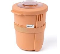 Amuse Bol Muesli à Emporter Enfants | Comme Pot de Yaourt à Emporter, Bol Tylla Duo 150ml + 450ml pour la Maternelle | Lavable au Lave-vaisselle & Hermétique, Boîte de Conservation Alimentaire | Peach