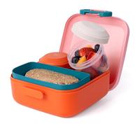 Amuse Rikko Boîte à Goûter Enfant avec Compartiments | Bento Lunch Box + 2x Snack Box | Boîte à Goûter Colorée | Idéale comme Boîte Repas, Boîte Pique-Nique | Poppy Flamingo