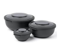 Amuse Tylla Saladier Set 3 Pièces 200ml, 1000ml, 2000ml | Boîte de Rangement avec Couvercle pour Meal Prep & Snacks | Boîte Alimentaire en Plastique Sans BPA | Compatible Lave-vaisselle | Charcoal