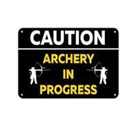 amusFlynnel Panneau d'avertissement « Caution Archery in Progress Activity Sign Camping » - Panneau de signalisation - 20,3 x 30,5 cm - En aluminium