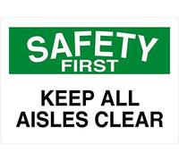 amusFlynnel Panneau d'avertissement « Keep All Aisles Clear Safety First Road » - 30,5 x 40,6 cm - En aluminium