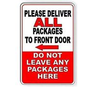 amusFlynnel Panneau en métal « Please Deliver All Packages to Front Door Do Not Leave Packages Here Left » - 30,5 x 40,6 cm