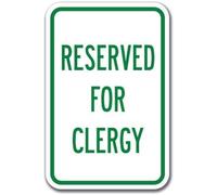amusFlynnel Panneau « Reserved for Clergy » - Panneau d'église - Panneau de stationnement - Panneau d'avertissement - 30,5 x 40,6 cm - Plaque en métal Chs23