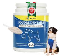 amusi Poudre Dentaire Chien 60 g - Complément pour Hygiène Buccale avec Ascophyllum Nodosum et Menthe, Anti Tartre Chien et Aide contre Mauvaise Haleine, Poudre d’Algues