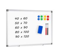AMUSIGHT Grand tableau blanc magnétique, 80 x 100 cm, cadre en aluminium, effaçable à sec, pour mur, bureau, maison et école