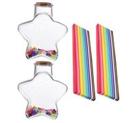 AMUSLESUR 1 Set de Bouteilles à Souhaits en Plastique avec Papier Origami Étoile, Conteneur Paysager Facile à Transporter, Résistant, Décoration Unique pour Confession et DIY