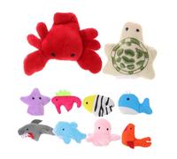 AMUSLESUR 10 Pièces Lot de Marionnettes Doigts Animaux Marins Peluche Set Jouets Poupées Cartoon Mignonnes pour Garçon Fille Histoires Ludiques