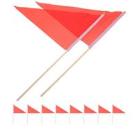 AMUSLESUR 20 Drapeaux Rouges Triangulaires en Nylon et Bois pour Marquage de Pelouse, Multifonctionnels et Résistants la Décoloration, pour Chantiers et Fournitures Administratives