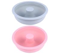 AMUSLESUR 2pièces Moule à Donuts Silicone Alimentaire Moule à Gâteau Antiadhésif Flexible pour Pâtisserie Maison Desserts et Biscuits Facile à Nettoyer Bleu et Rose
