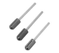 AMUSLESUR 3 Pièces Ensemble de Forets pour Perceuse à Ongles en Acier Tungstène Argenté, Haute Résistance, Performance de Coupe, Tête Ronde, pour Manucure Gel Acrylique