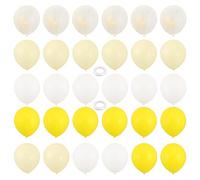AMUSLESUR 30 Pièces Ballons et Polyvalents Jaune et Blanc en Latex D'anniversaire 2 Rubans, Résistants pour Décoration Joyeuse et Lumineuse pour Fête Thème Tournesol