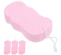 AMUSLESUR 4 Pièces Éponges Souples pour Bébé Double-face, Outils de Bain Efficaces pour Garçon et Filles, Nettoyage Doux et Élimination des Peaux Mortes en Douceur