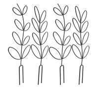 AMUSLESUR 4 Pièces Support de Plante Grimpante Prévient Le Glissement des Tiges pour Pots, en Fer Noir Finition Mate et Forme Feuille, Adapté aux Rebords de Fenêtre et Étagères