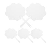 AMUSLESUR 5 Éventails Blancs en Pet à Double Impression Sublimation, Forme Fleur Créative, Lot de 5 pour Événements Publicitaires et Cérémonies de Remise de Diplômes