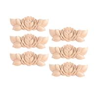 AMUSLESUR 6 Pièces Applique en Bois Sculpté Ornementale pour Meubles, Petite Fleur D'angle, Bois, Utilisation Polyvalente, Décoration Artistique pour Salons et Bureaux