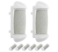 AMUSLESUR 8 Pièces Têtes de Rouleau de Remplacement pour Râpe Pied Électrique, Rouleaux en Abs et Émeri Compatibles Plusieurs Marques, Faciles à Remplacer pour Soin des Pieds