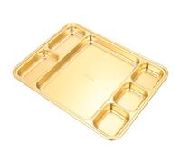 AMUSLESUR Assiette Compartimentée Acier Inoxydable Doré Sections Plateau Divisé pour Barbecue et Fruits Réutilisable Facile à Nettoyer pour Contrôle des Portions et Repas Équilibrés