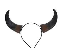 AMUSLESUR Bandeau à Cornes de Taureau pour Halloween en Plastique Pu Noir, Design Unique Cornes Mobiles, Confortable pour Célébrations et Mascarades