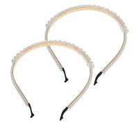 AMUSLESUR Bandeau Accessoire Cheveux Mariage Élégant Blanc Orné de Perles Synthétiques pour Fille, 2pcs Facile à Porter, Crée une Coiffure Distinctive