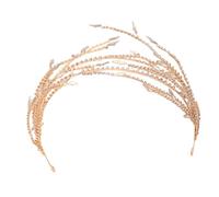 AMUSLESUR Bandeau Mariage en Alliage Doré à Double Maille Strass Étincelants, Accessoire pour Cheveux Femme, Serrage-tête Paillettes, Coiffure Nuptiale Élégante, Cérémonie et Soirée