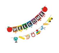 AMUSLESUR Bannière Décorative de Rentrée Scolaire en Papier 2pcs Lettres de Bienvenue pour Décoration de Salle ou Fond Photo Coloré