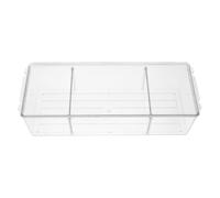 AMUSLESUR Boîte de Rangement Plastique Pet Transparente 3 Compartiments, Grand Volume, Organise Remède et Cosmétiques, Design Simple et Élégant pour Bureau