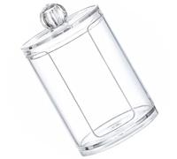 AMUSLESUR Boîte de Rangement Plastique Transparente Petite Taille Rainure pour Coton Démaquillant et Gobelets en Papier, Accessoire Salle de Bain Pratique et Facile à Nettoyer