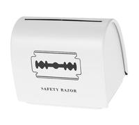 AMUSLESUR Boîte en Fer Blanc pour Lame de Rasoir Grosse Capacité, Étui de Récupération de Métaux à Déchets de Rasage, Support Jetable pour Salon de Coiffure