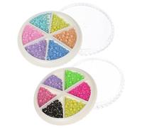AMUSLESUR Boîtes de Breloques pour Ongles 2 Pièces, Perles en Acier Colorées pour Nail Art, 6 Compartiments Fleur, Petits Charms à Ongles pour Décorations Diy, Accessoires Manucure Femmes
