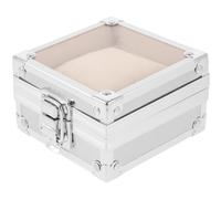 AMUSLESUR Boîtier de Montre Portable en Acier Inoxydable Argenté, Étui Carré Étanche Élégant pour Rangement de Bracelet et Objets de Valeur, pour Voyage et Maison