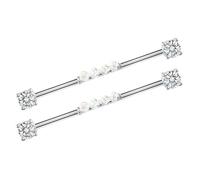 AMUSLESUR Boucles D'oreilles Industrielles Haltères en Acier Titane 2pcs, Design Élégant Argenté, Compatibles Piercing Cartilage Oreille, Solide et Brillantes pour Tenue Décontractée